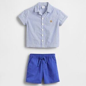 LIKE NEW BABY GAP Poplin Outfit Set In Blue (Size 0-3 months)